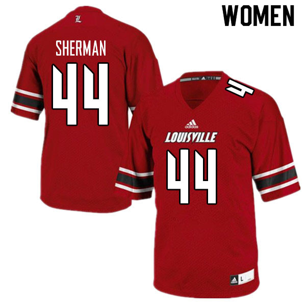 Women #44 Francis Sherman Louisville Cardinals College Football Jerseys Sale-Red - Click Image to Close